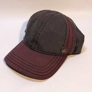 Goorin Bros Brothers Baseball cap hat maroon and grey elastic back plaid brim